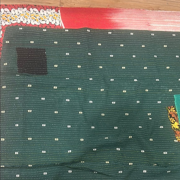 Vintage KANTHA Floral Patchwork crazy Quilt - REVERSIBLE LARGE XL - Picture 9 of 10